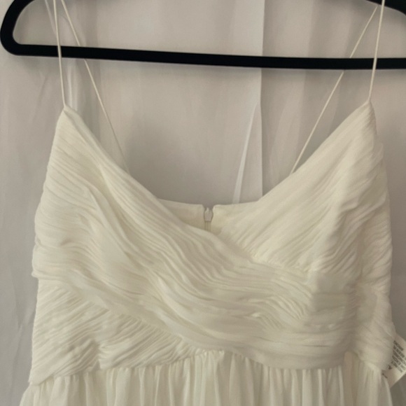 Ieena for Mac Duggal White Faux Wrap Sleeveless Flowy Midi Dress - Picture 4 of 10